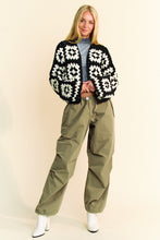 Load image into Gallery viewer, Davi &amp; Dani Two Tone Flower Square Crochet Open Front Cardigan
