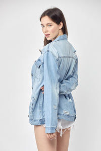 RISEN Distressed Blue Denim Jean Jacket