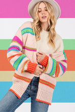 Загрузить изображение в средство просмотра галереи, SAGE + FIG Rainbow Striped Open Front Knit Cardigan
