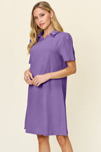 Cargar imagen en el visor de la galería, Double Take Solid Color Textured Collared Short Sleeve Dress
