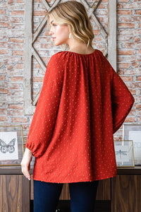 Heimish Red Swiss Dot Off Shoulder Top