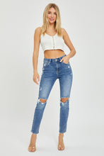 Carregar imagem no visualizador da galeria, Risen High Rise Knee Distressed Skinny Blue Denim Jeans
