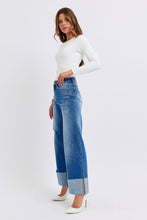 Ladda upp bild till gallerivisning, Judy Blue Distressed High Waist Wide Leg Blue Denim Jeans
