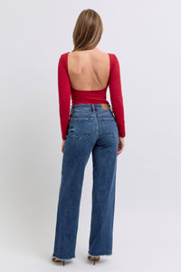 Judy Blue Raw Hem Mid Rise Blue Denim Jeans