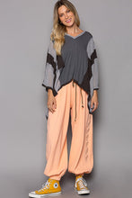 Load image into Gallery viewer, POL Charcoal Color Block Oversized Relaxed Top
