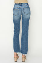 Carregar imagem no visualizador da galeria, RISEN Mid-Rise Raw Frayed Hem Blue Denim Bootcut Jeans
