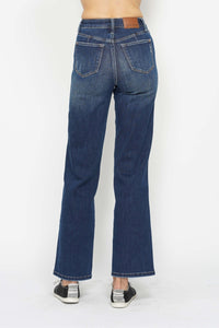 Judy Blue Tummy Control Washed Blue Denim Straight Leg Denim Jeans