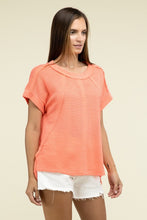 Load image into Gallery viewer, Zenana Brushed Waffle Exposed Seam Short Sleeve Top
