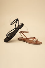 Load image into Gallery viewer, Top Moda Black Strappy Flat Sandals
