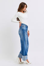 Ladda upp bild till gallerivisning, Judy Blue Distressed High Waist Wide Leg Blue Denim Jeans
