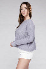 Load image into Gallery viewer, Zenana Seam Detailed Long Dolman Sleeve Cropped Ribbed Knit Top
