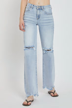 Cargar imagen en el visor de la galería, Risen Distressed Blue Denim Wide Leg Jeans
