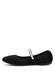 Corphee Pearl Strapped Glitter Ballerinas