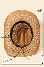 Carica l&#39;immagine nel visualizzatore di Gallery, Fame Straw Weave Rope Ribbon Cowboy Hat
