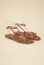 Load image into Gallery viewer, Top Moda Black Strappy Flat Sandals
