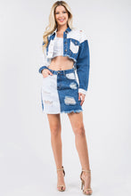 Загрузить изображение в средство просмотра галереи, American Bazi Contrast Patched Frayed Denim Distressed Skirt
