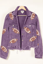 Ladda upp bild till gallerivisning, BiBi Football Sequin Embroidered Washed Corduroy Jacket
