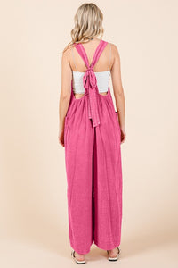 Culture Code Pink Sleeveless Wide Leg Overalls