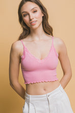 Load image into Gallery viewer, Love Tree Pink Seamless Lace Detail Cropped Cami
