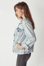 Load image into Gallery viewer, RISEN Distressed Button Up Blue Denim Jacket
