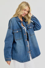 Carregar imagem no visualizador da galeria, RISEN Snap Down Dark Blue Denim Shacket
