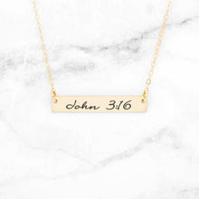 Ladda upp bild till gallerivisning, John 3:16 Necklace Personalized Quote Bar Necklace
