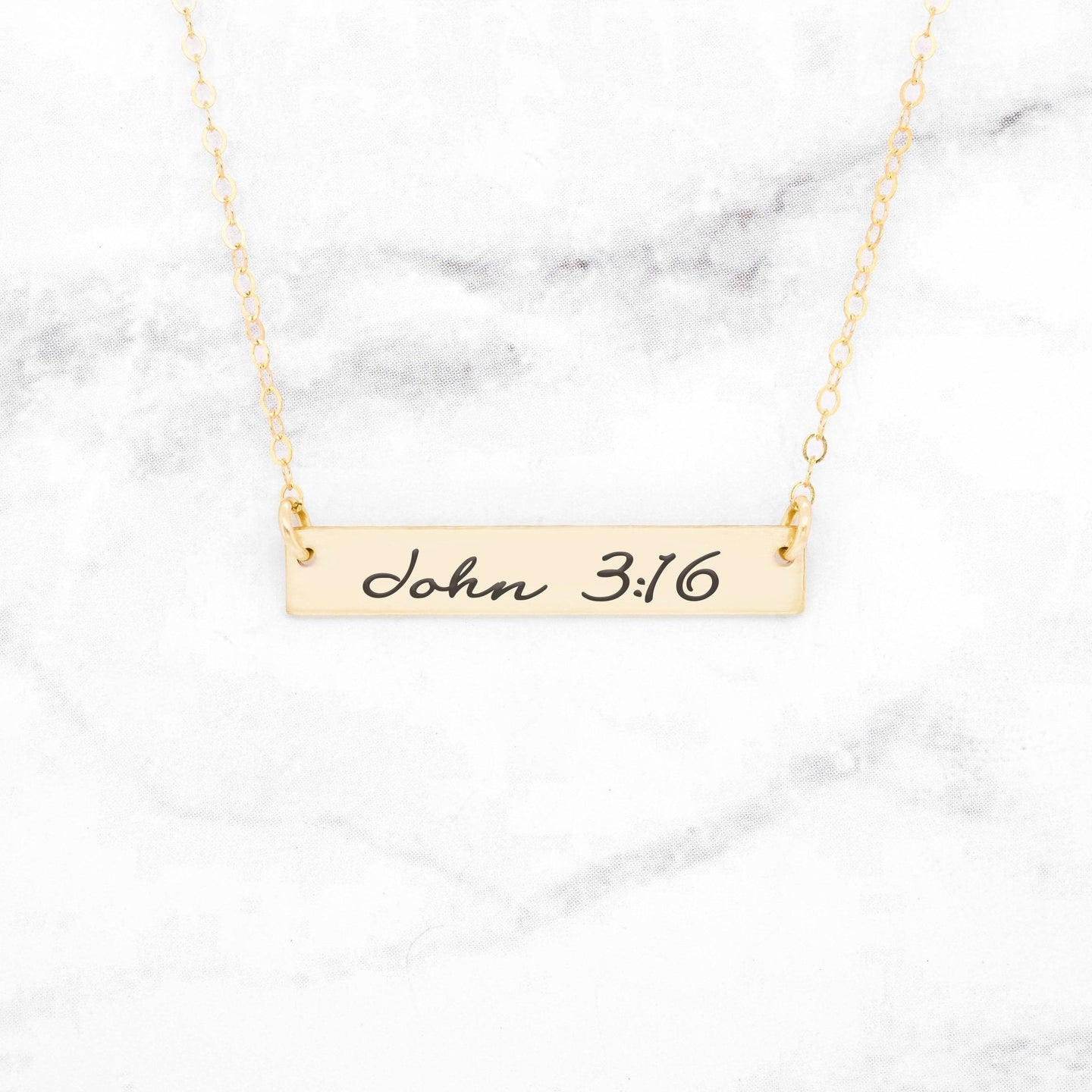 John 3:16 Necklace Personalized Quote Bar Necklace