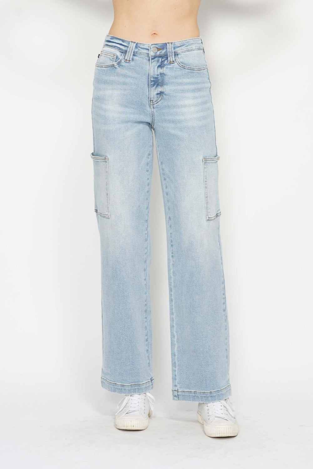 Judy Blue Straight Leg Light Blue Denim Cargo Jeans