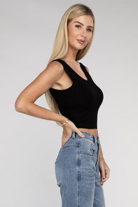 Zenana Cropped Ribbed Knit Tank Top