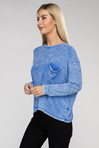 Zenana Stone Washed Soft Ribbed Oversized Relaxed Fit Top