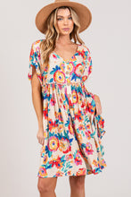 Load image into Gallery viewer, SAGE + FIG Vibrant Floral Button Down Short Sleeve Dress
