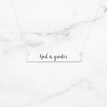 Ladda upp bild till gallerivisning, God Is Greater Personalized Quote Bar Necklace
