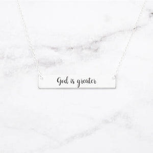 God Is Greater Personalized Quote Bar Necklace