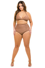 Cargar imagen en el visor de la galería, Mermaid Swimwear Plus Size High Waisted Tie back Two Piece Bikini Set
