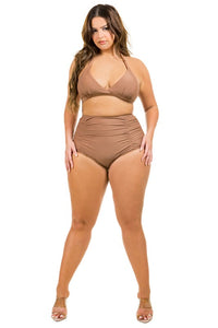 Mermaid Swimwear Plus Size High Waisted Tie back Two Piece Bikini Set