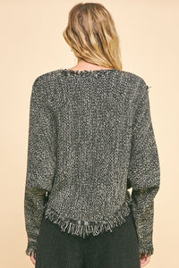 Davi & Dani Overlapping Asymmetrical Cropped Knit Sweater