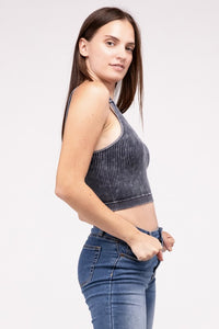 Zenana Washed Ribbed Cropped Tank Top