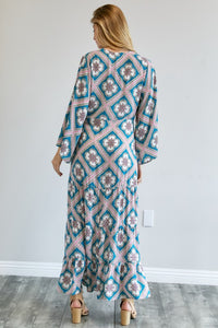 Davi & Dani Boho Chic Long Puffy Sleeve Longline Kimono