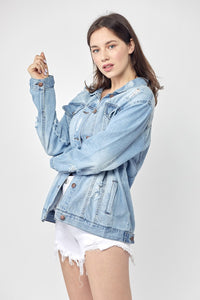 RISEN Distressed Blue Denim Jean Jacket