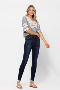 Judy Blue Hand Sanded Dark Blue Denim Skinny Jeans