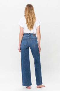 Judy Blue Double Button Wide Leg Blue Denim Jeans