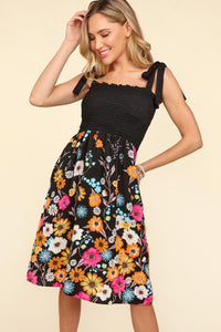 Haptics Solid Floral Contrast Dress