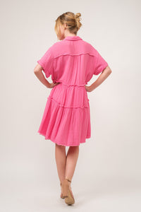 And The Why Colorblock Washed Raw Edge Tiered Dress