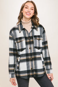 Love Tree Black White Plaid Button Down Shacket