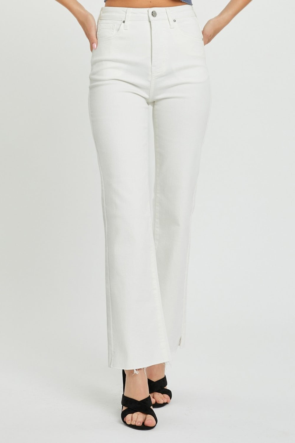 RISEN Tummy Control White Demin Straight Leg Jeans