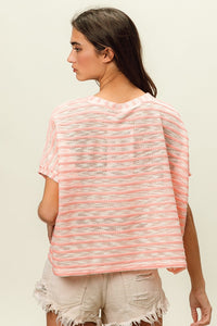 BiBi Braid Striped Oversized Relaxed Fit Top