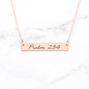 Psalm 23:4 Necklace Personalized Gold Bar Necklace