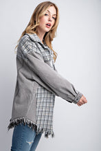 Load image into Gallery viewer, Sweet Generis Fringe Hem Tweed Mixed Denim Jacket
