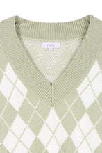 Ladda upp bild till gallerivisning, Lilou Green Argyle Yarn Dyed Knit Sweater Vest
