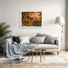 Cargar imagen en el visor de la galería, READY 500 piece puzzle featuring a woman walking through an open gate toward a glowing landscape with wildflowers, trees, deer, a rabbit, and birds.
